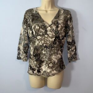 Alfani Black and Gray Lace babydoll Y2K fairy top blouse size medium